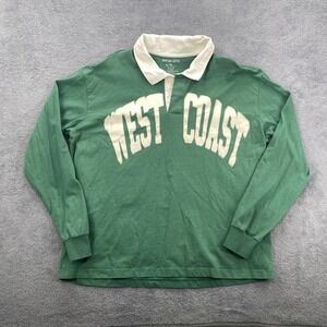 Grayson Social Rugby Polo Shirt Mens XL Green West Coast Long Sleeve Cotton